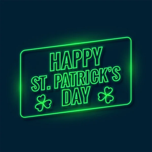 Glücklich Heiligen Patricks Tag Mit Grünem Neonlicht Hintergrund Geschrieben — Stockvektor