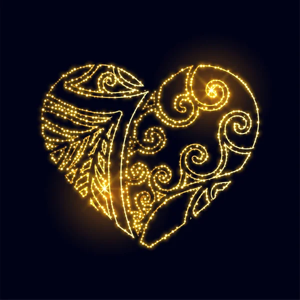 Luxury Creative Golden Heart Made Sparkles Background — Stock Vector