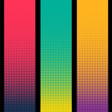 farklı renklerde üç dikey noktalı resim afiş