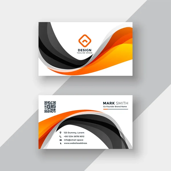 Abstract Orange Black Wave Business Card Template — Stock Vector