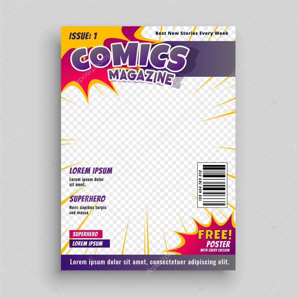 comic magazine cover template design