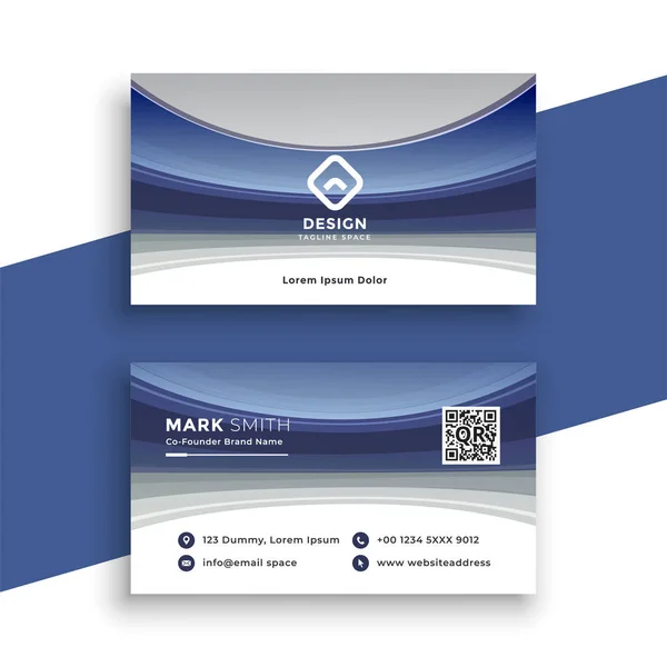 stylish blue wavy business card template