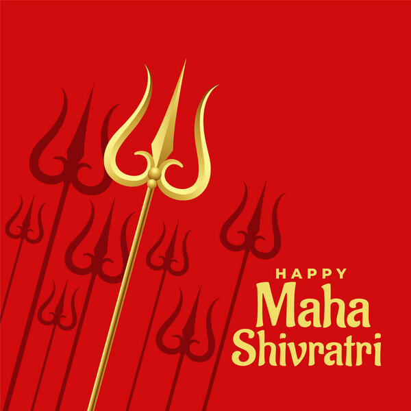 red background with golden trishul design