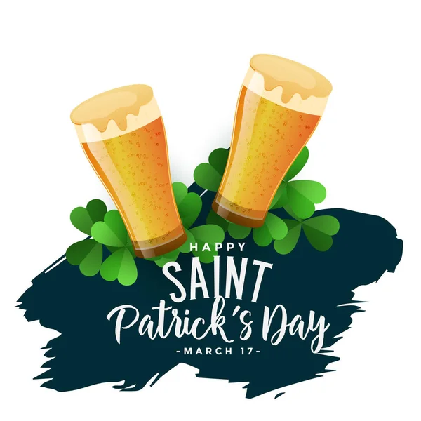 St patricks fondo del día con vasos de cerveza — Vector de stock