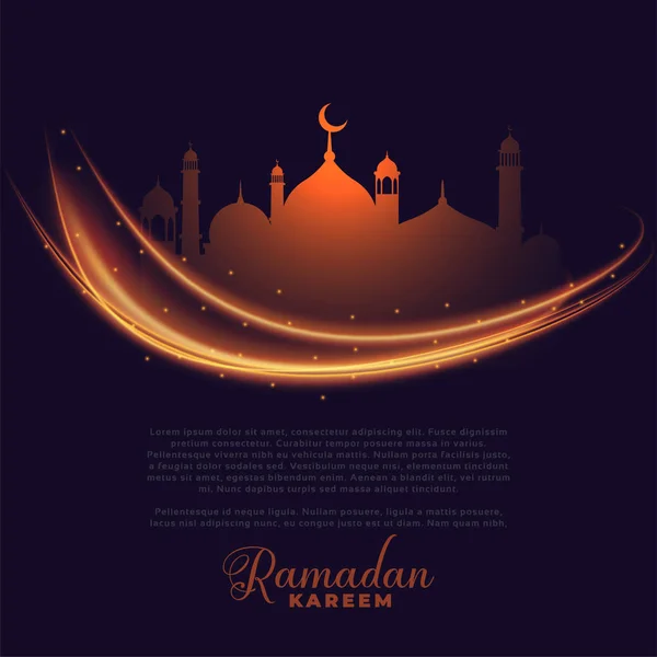 Ραμαζάνι kareem λαμπερό φώτα χαιρετισμό σχεδιασμού — Διανυσματικό Αρχείο
