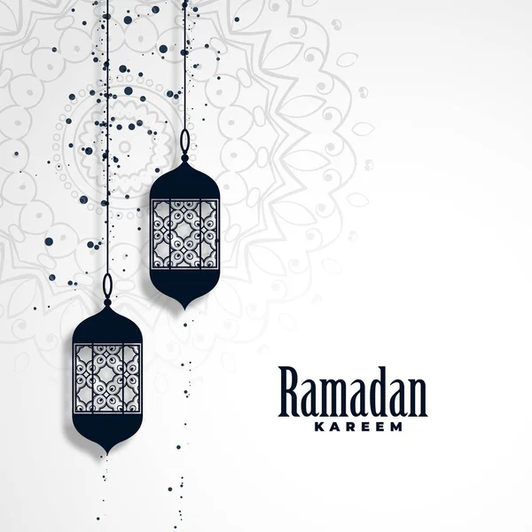 Ramadán kareem temporada fondo con lámparas colgantes — Vector de stock