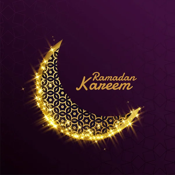 Beautiful shiny sparkle golden decorative moon for ramadan karee — Stock Vector