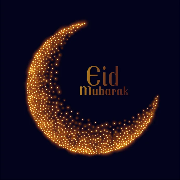 Eid mubarak golden sparkle moon design — Stock Vector