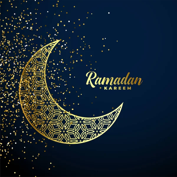 Χρυσή διακοσμητική φεγγάρι με γκλίτερ Ραμαζάνι kareem φόντο — Διανυσματικό Αρχείο