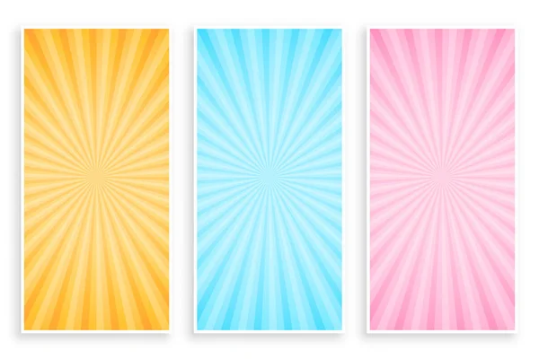 Set de banner de rayos de explosión solar abstracto — Archivo Imágenes Vectoriales