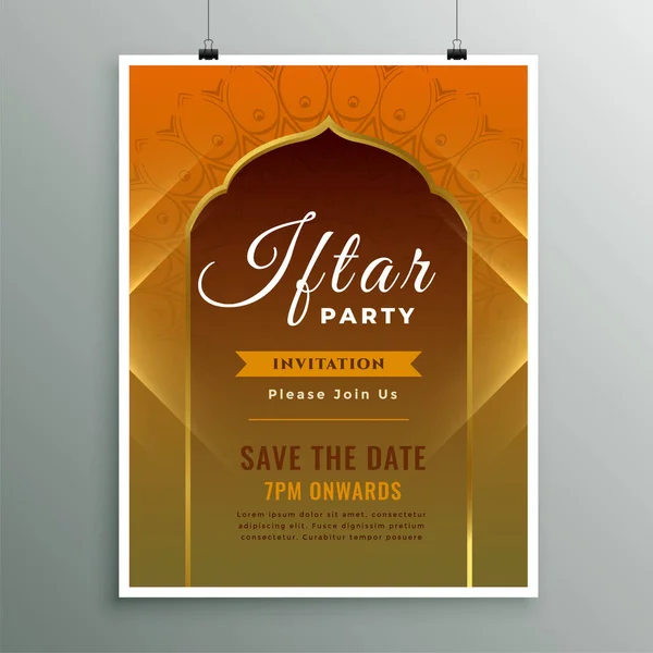 Plantilla de invitación iftar en estilo de diseño islámico — Vector de stock