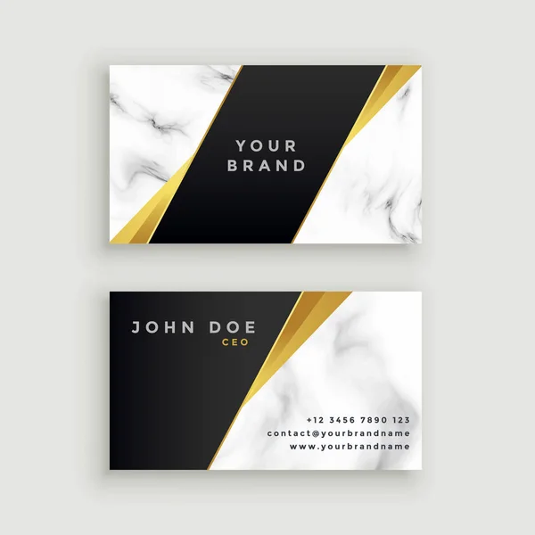 Modern marble business card with geometric golden shapes — Stock Vector