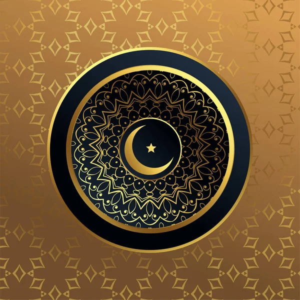 Bulan premium islamic dan bintang latar belakang emas - Stok Vektor