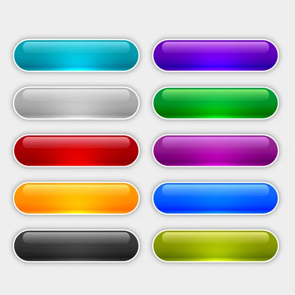 Botões web brilhantes definido em cores diferentes —  Vetores de Stock