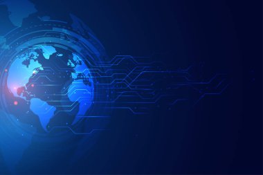 devre şeması ile dijital küresel teknoloji afiş