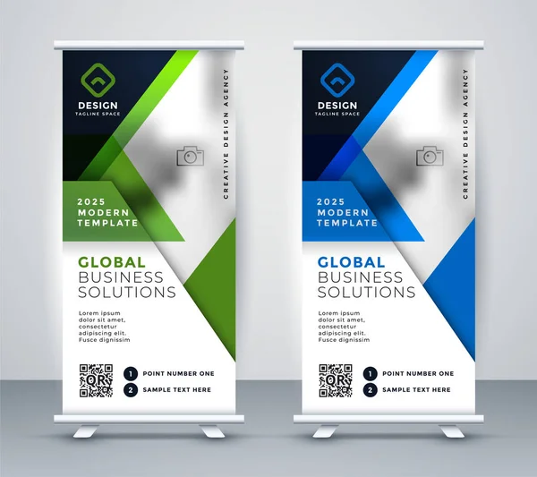 Negocio rollup vertical standee banner geométrico — Vector de stock