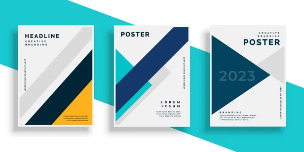 Geometrisches Buchcover Flyer Designs Set — Stockvektor