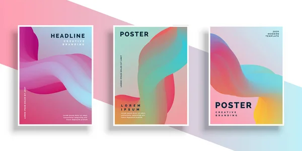 Set moderno di vibrante poster design sfondo — Vettoriale Stock