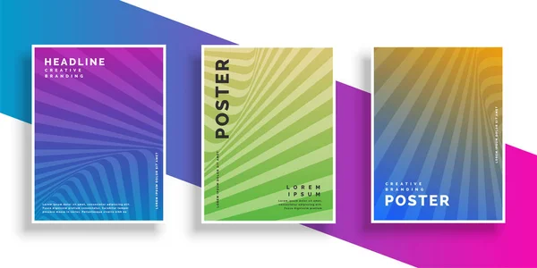 Abstrait vibrant ligne rayons flyer brochure design set — Image vectorielle