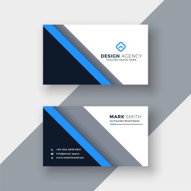 zarif mavi profesyonel kartvizit şablon