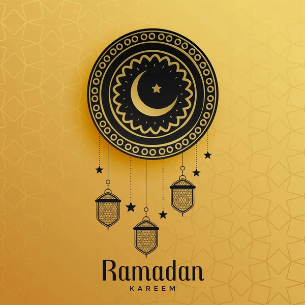 Estilo islámico dorado ramadán kareem diseño de saludo — Vector de stock