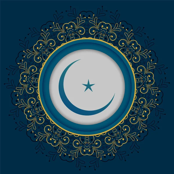 Islamische Mandala dekorativen Mond und Sterne-Design — Stockvektor