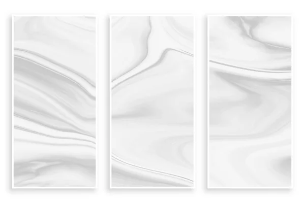 Efecto de mármol líquido abstracto banderas blancas vacías — Vector de stock