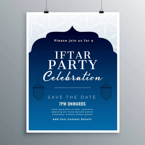 Iftar fiesta celebración tarjeta de diseño — Vector de stock