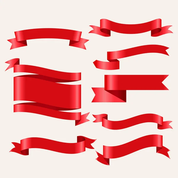 Glänzende rote klassische Bänder im 3D-Stil — Stockvektor