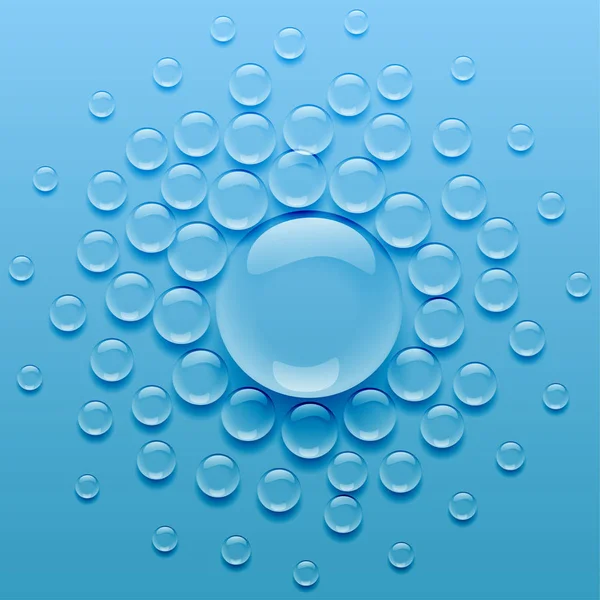 Gotas de agua sobre fondo azul — Archivo Imágenes Vectoriales