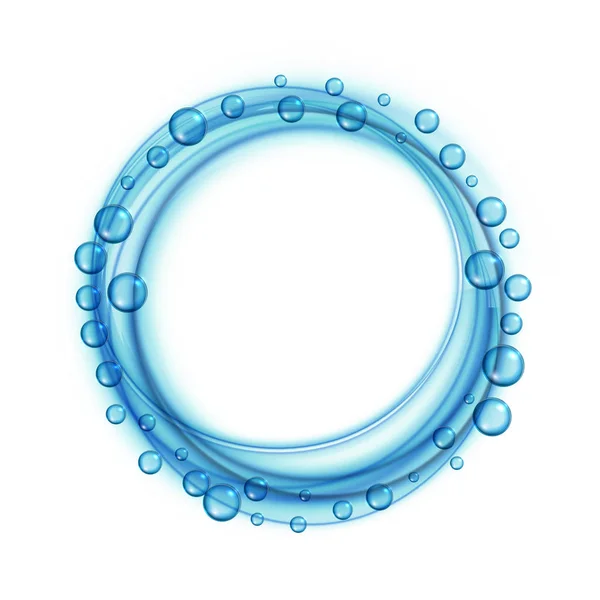 Jabón agua burbujas azul marco fondo — Vector de stock