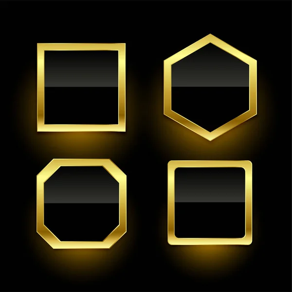 Set di etichette per badge vuote dorate — Vettoriale Stock