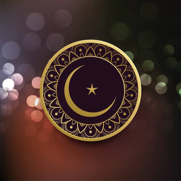 Kartu eid mubarak dengan hiasan bulan dan bintang - Stok Vektor