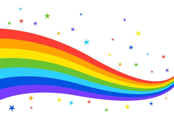 虹の波と白い背景に隔離された星 — ストックベクタ