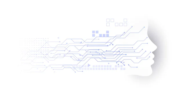 Tecnología cara circuito diagrama fondo — Vector de stock