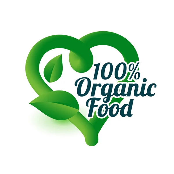 Symbole ou icône de coeur vert alimentaire biologique — Image vectorielle