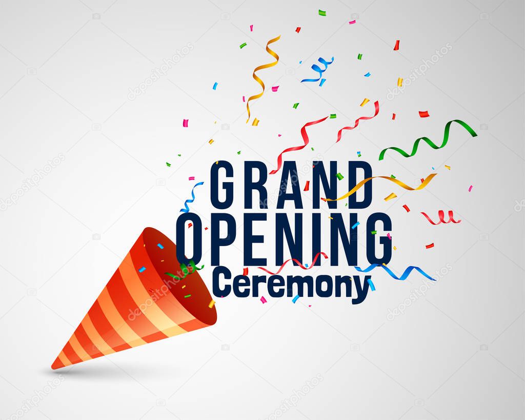 grand opening ceremoney background with confetti and cap