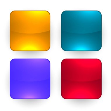 dört parlak boş düğme seti