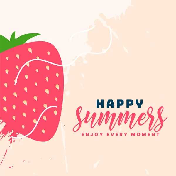 Boldog nyári eper gyümölcs háttér — Stock Vector