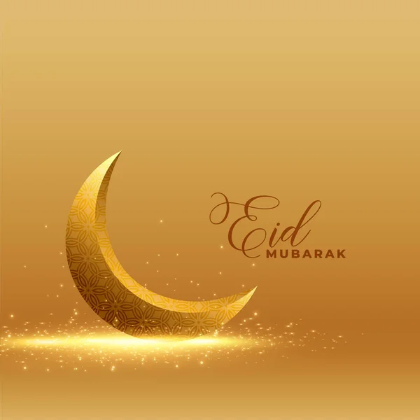 Gouden Eid Mubarak achtergrond met glanzende 3D maan — Stockvector
