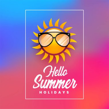 güneş gözlüğü takan merhaba yaz tatili afiş