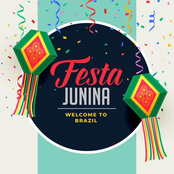 Festa junina festival fondo con elementos decorativos — Vector de stock