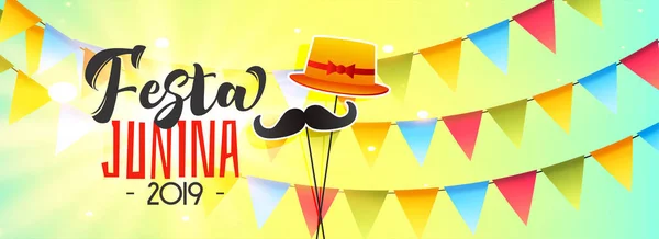 Bannière de célébration pour festa junina 2019 — Image vectorielle