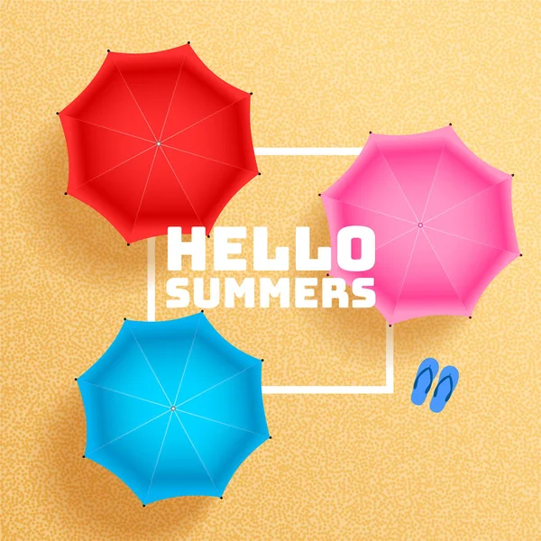 Nyári strand homok esernyő árnyalatú háttérrel — Stock Vector