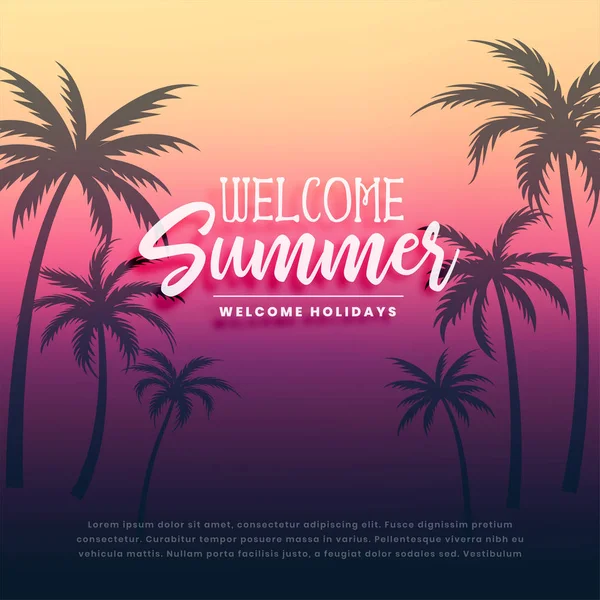 Welcome summer holidays background design — Stock Vector