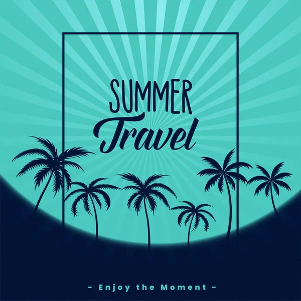 Affiche de voyage d'été design avec des palmiers — Image vectorielle