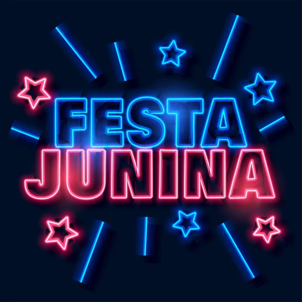 Festa junina neón texto fondo — Vector de stock