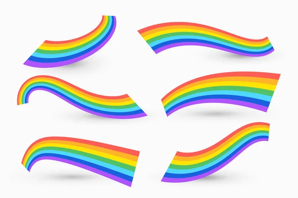 Set van golvend regenboog ontwerp — Stockvector