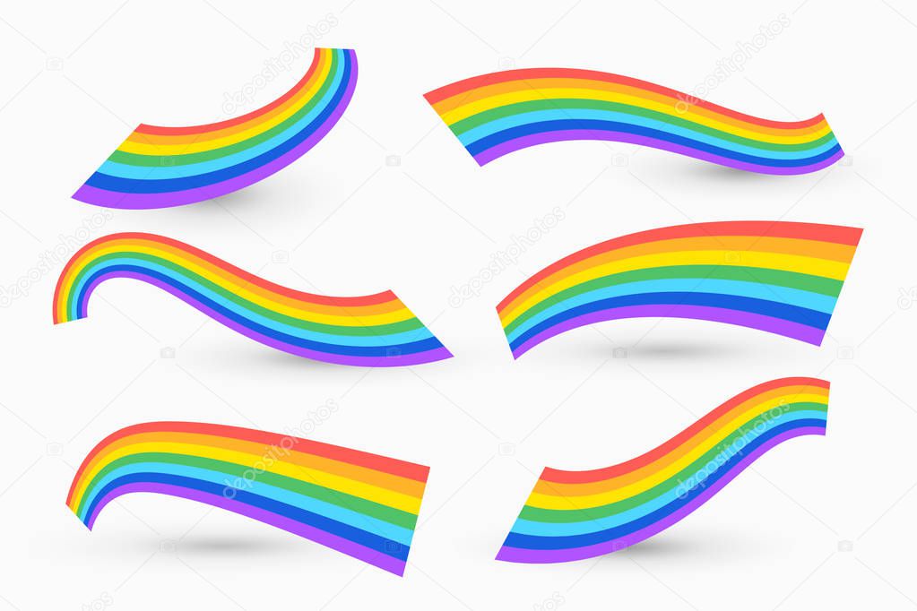 set of wavy rainbow design