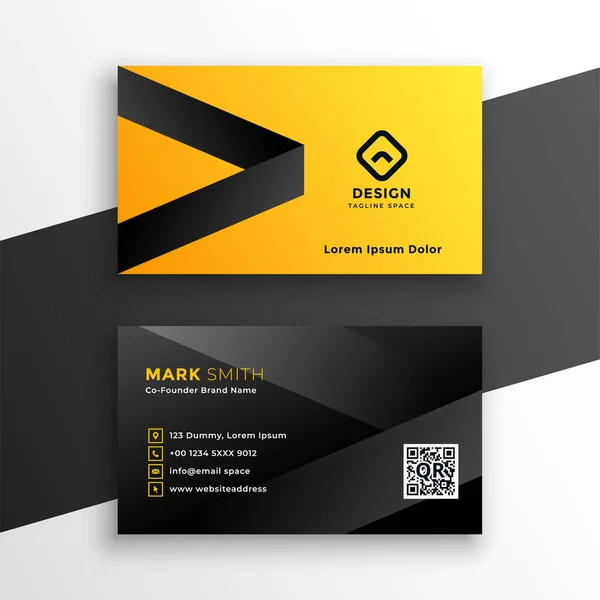 Κίτρινο και μαύρο μοντέρνο σχεδιασμό επαγγελματικών καρτών — Διανυσματικό Αρχείο